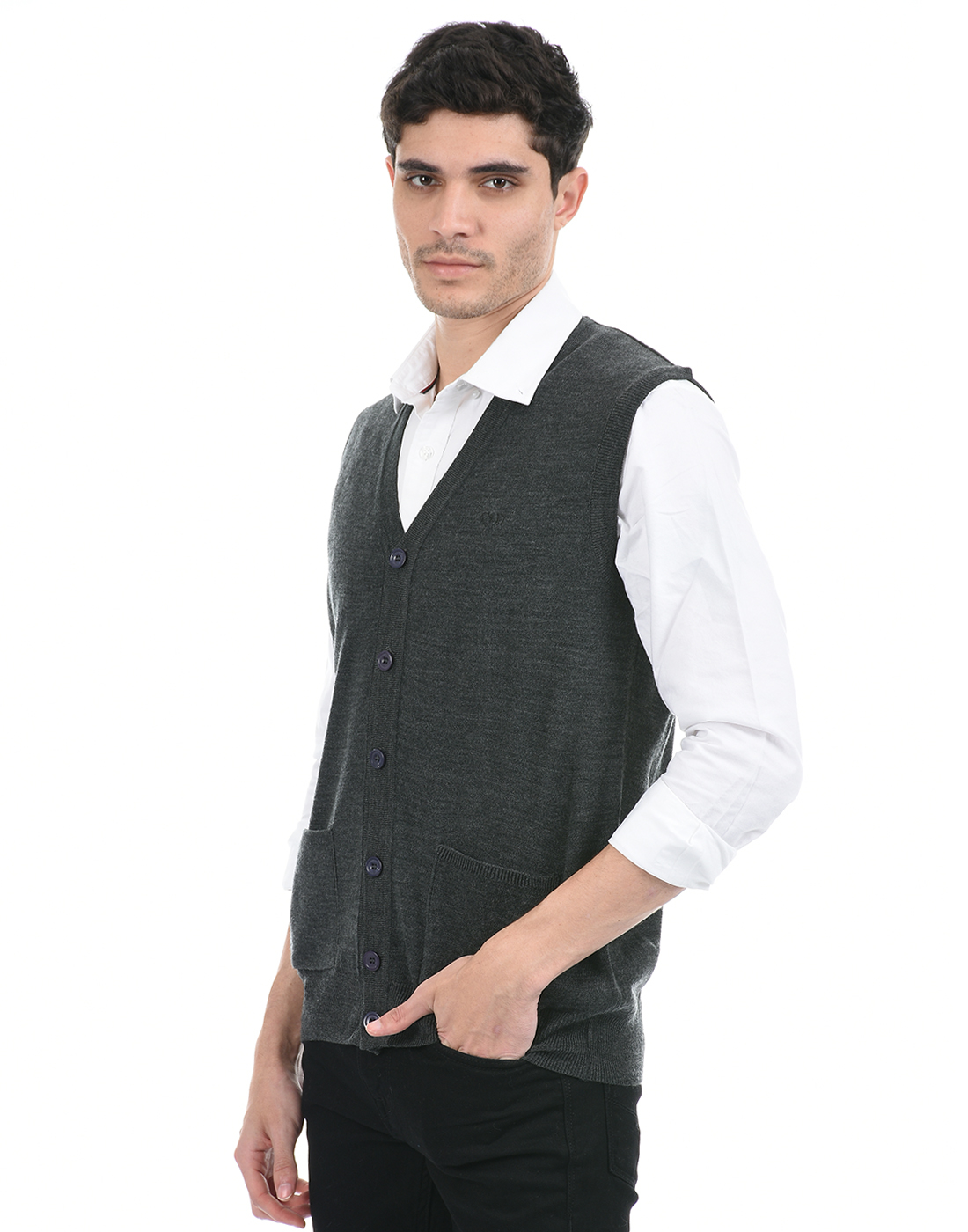 Cloak & Decker by Monte Carlo Men Dark Grey Cardigan